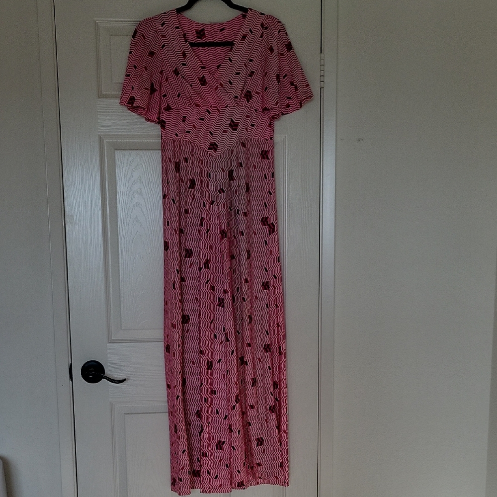 Pink and Black Patterned Maxi Dress
